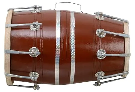 Sai Musical 18 Inch Size Wooden Dholak Indian Folk Musical Instrument Drum Nuts N Bolt With Cover